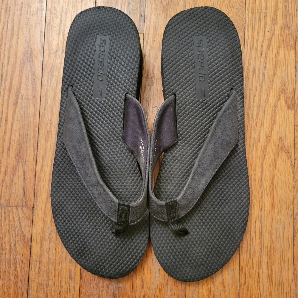 Speedo 10 Wedge Flip Flops Black Platform Thong Sandals Summer Beach Y2K